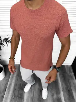 Tricou barbati corai  slim fit 13318 D3 imagine