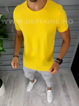 Tricou barbati galben slim fit DEFB1386 cu mic defect P19-1.2 imagine