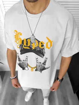 Tricou barbati gri  cu imprimeu  oversize Y171 22A-2.2 imagine