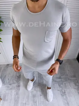 Tricou barbati gri slim fit cu mic defect DEFB2421 P19-1.2 imagine