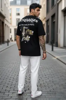 Tricou barbati  negru  oversize  premium Y027 imagine