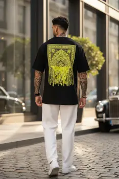 Tricou barbati  negru  oversize  premium Y262 imagine