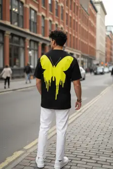 Tricou barbati  negru  oversize  premium Y265 imagine