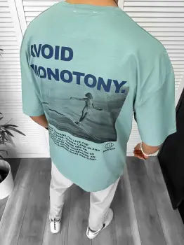 Tricou barbati vernil  cu imprimeu pe spate  oversize 11819 O1-3.3 imagine