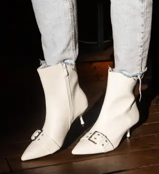 Botine dama Cliffor Albe imagine