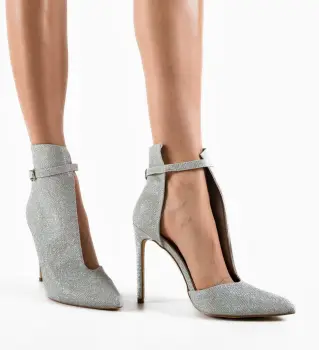 Botine dama Fleur Argintii imagine