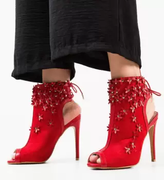 Botine dama Flowera Rosii imagine