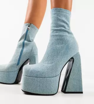 Botine dama Huron Albastre imagine