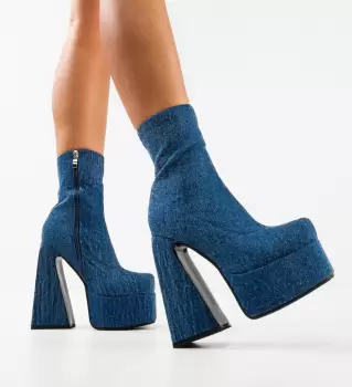 Botine dama Huron Albastre imagine