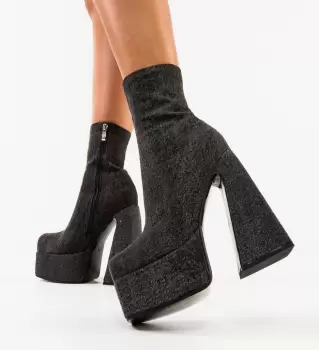 Botine dama Huron Negre imagine
