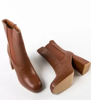 Botine dama Negon Camel imagine