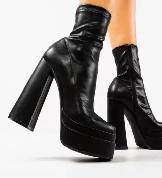 Botine dama Platouy Negre imagine