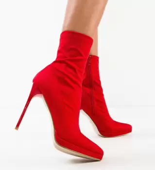 Botine dama Scarl Rosii imagine