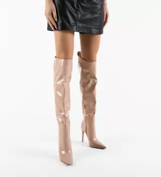 Cizme cu toc Bybyam Nude imagine