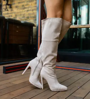 Cizme dama Bibiana Bej imagine