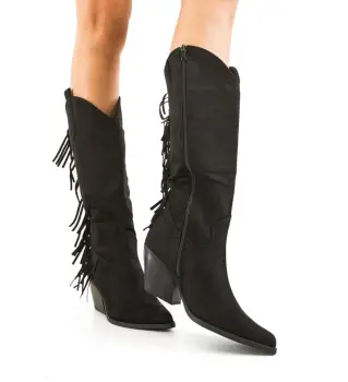 Cizme dama Franj Negre imagine