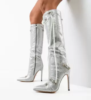 Cizme dama Gavin Argintii imagine
