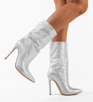 Cizme dama Lena Argintii imagine