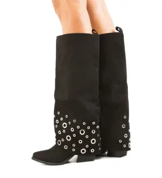 Cizme dama Leop Negre imagine