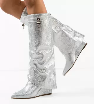 Cizme dama Murcatto Argintii imagine