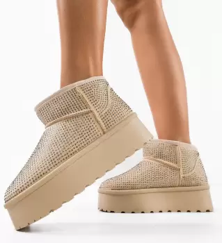 Cizme tip Ug Oliv Bej imagine