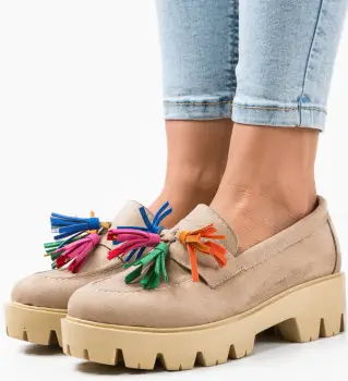 Pantofi Casual dama Kuciure Bej imagine