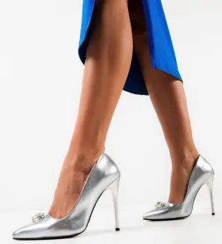 Pantofi cu toc Alesyo Argintii imagine