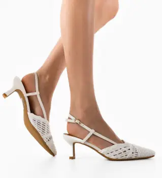 Pantofi cu toc Alexandrit Albi imagine