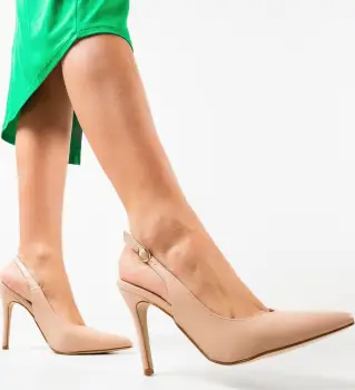 Pantofi cu toc Amani Bej imagine