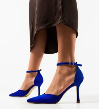 Pantofi cu toc Cafelini Albastri imagine