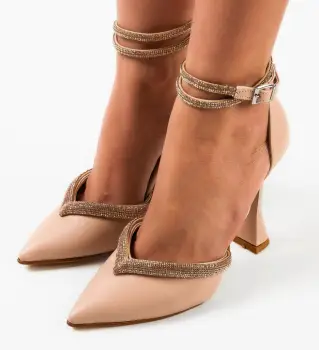 Pantofi cu toc Esero Bej 2 imagine