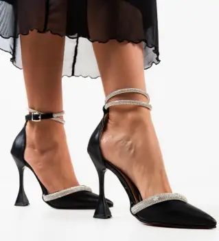 Pantofi cu toc Esero Negri 2 imagine