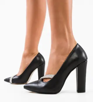 Pantofi cu toc Fabes Negri 2 imagine