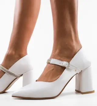 Pantofi cu toc Gernyb Albi imagine