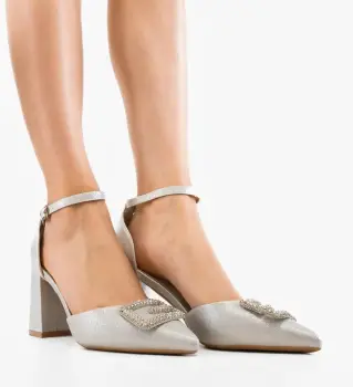 Pantofi cu toc Gimi Argintii imagine