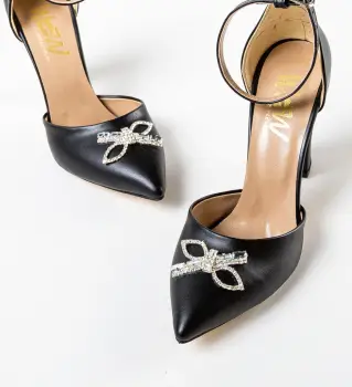 Pantofi cu toc Juns Negri 2 imagine