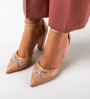 Pantofi cu toc Juns Nude imagine