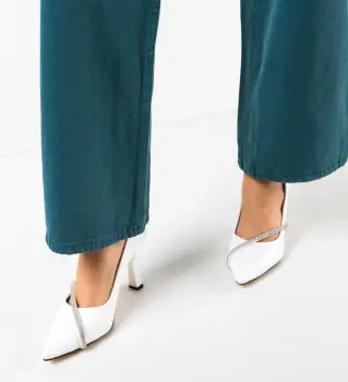 Pantofi cu toc Kimol Albe imagine