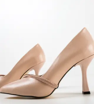 Pantofi cu toc Kimol Bej 2 imagine