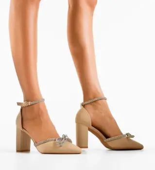 Pantofi cu toc Lester Bej 2 imagine