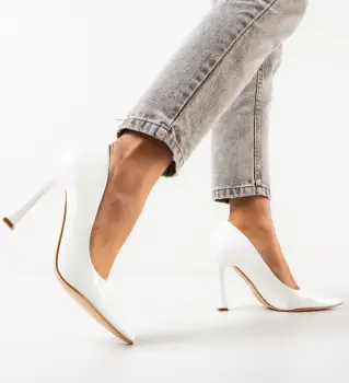 Pantofi cu toc Lindo Albi imagine