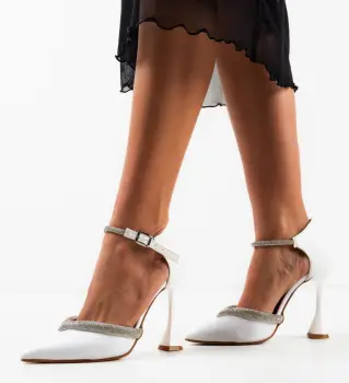 Pantofi cu toc Meko Albi imagine