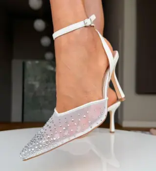 Pantofi cu toc Mubley Albi imagine