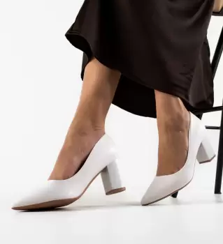 Pantofi cu toc Mylkay Albi imagine