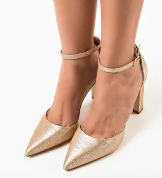 Pantofi cu toc Nakara Aurii 2 imagine
