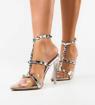 Pantofi cu toc Orleans Argintii imagine