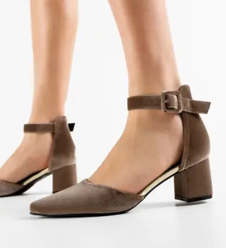 Pantofi cu toc Saif Khaki imagine