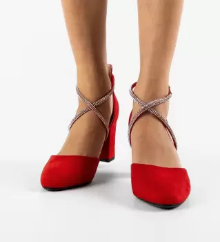 Pantofi cu toc Santos Rosii imagine