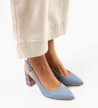 Pantofi cu toc Soka Albastrii imagine