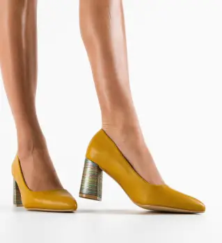 Pantofi cu toc Tuka Galbeni imagine